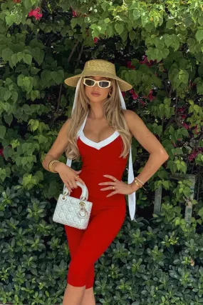 Aisha Snatched Pant Set - Red/combo
