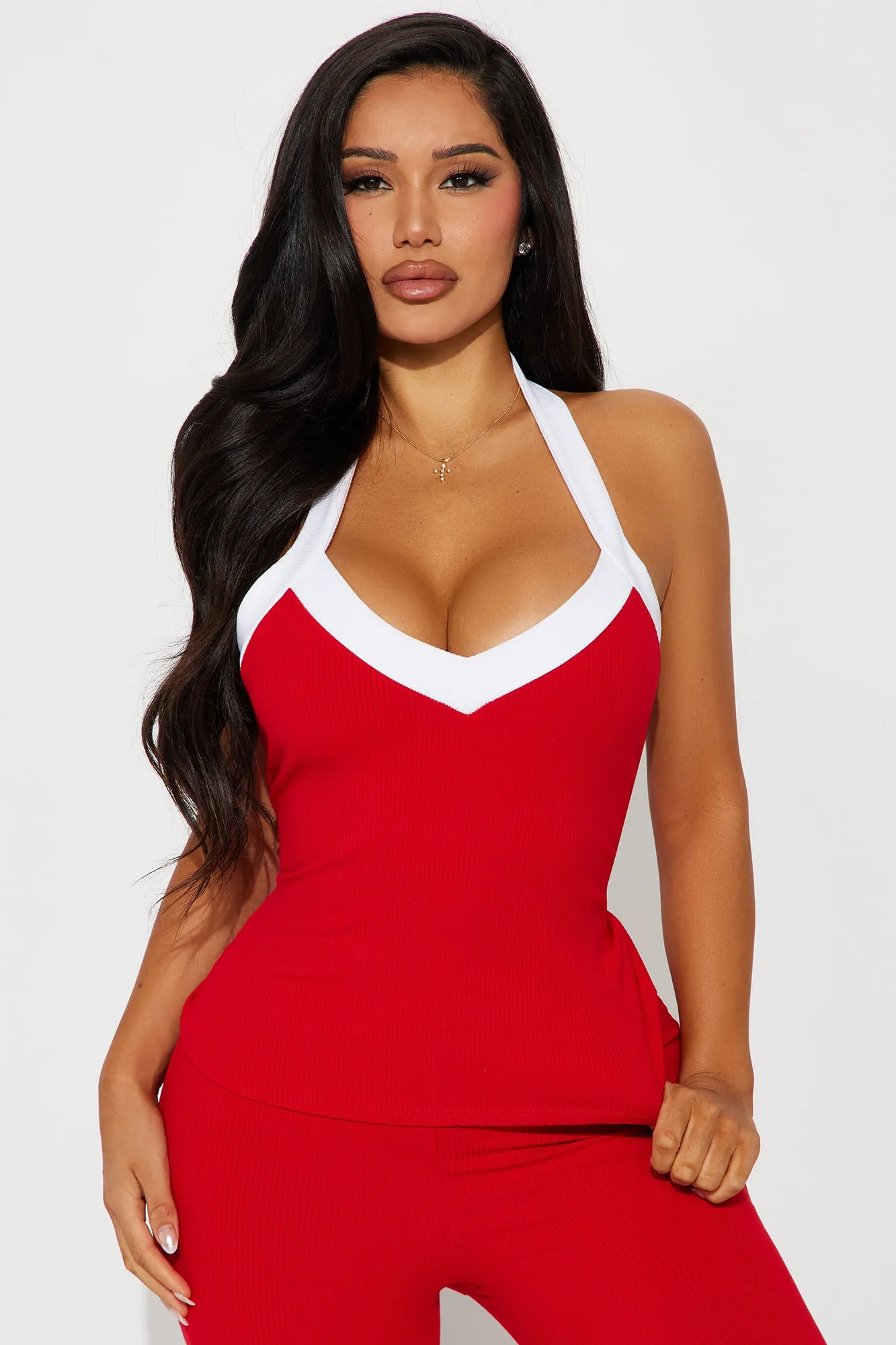 Aisha Snatched Pant Set - Red/combo