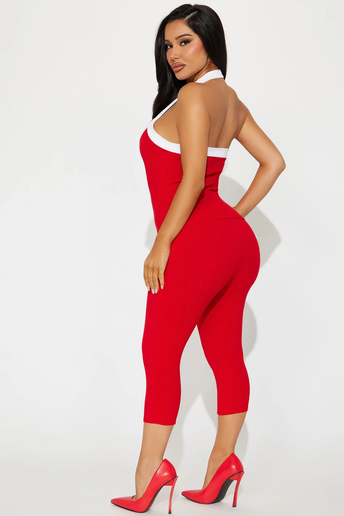 Aisha Snatched Pant Set - Red/combo