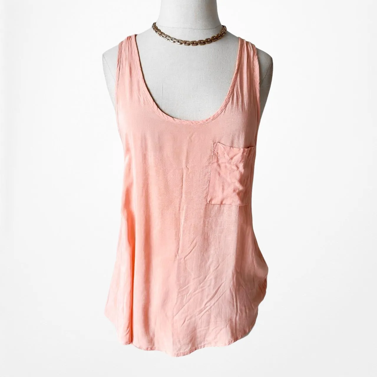ASOS Pink Pastel Scoop Neck Pocket Front Racerback Tank Cami Top Blouse Size S