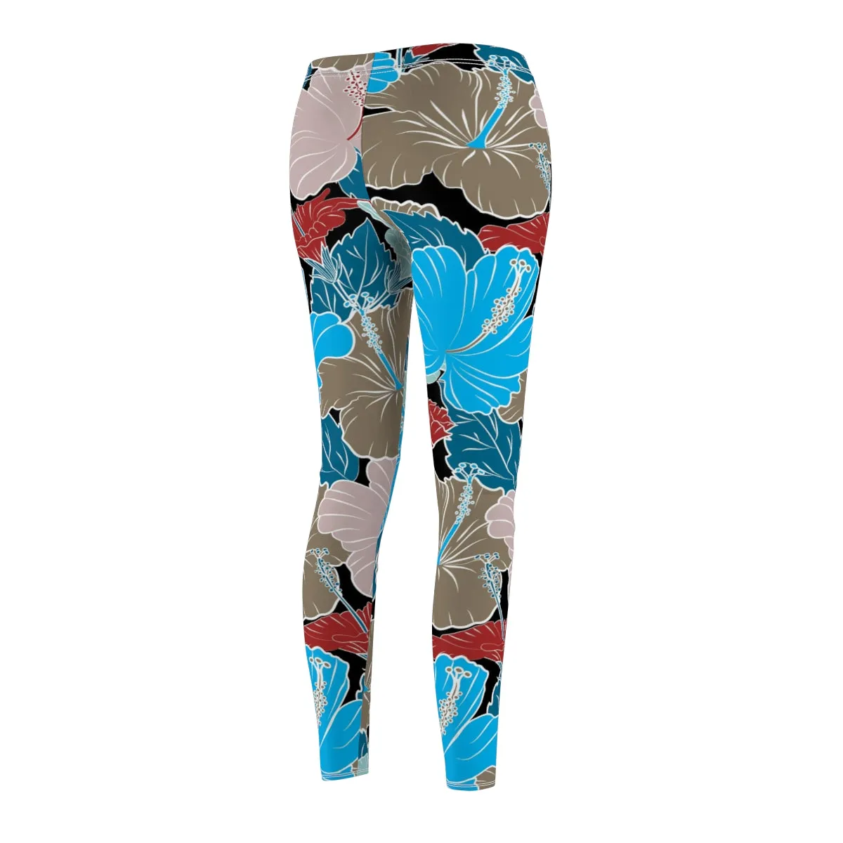 Blue & Grey Hibiscus Flowers Women's Leggings