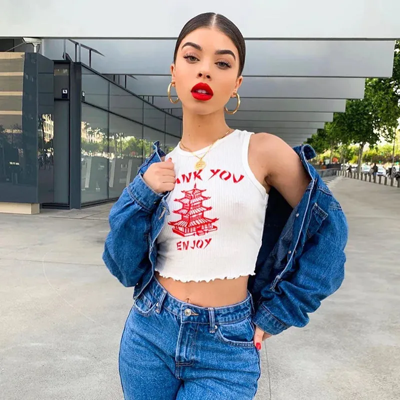 Chinese Takeout Tank Top Crop Top for Women