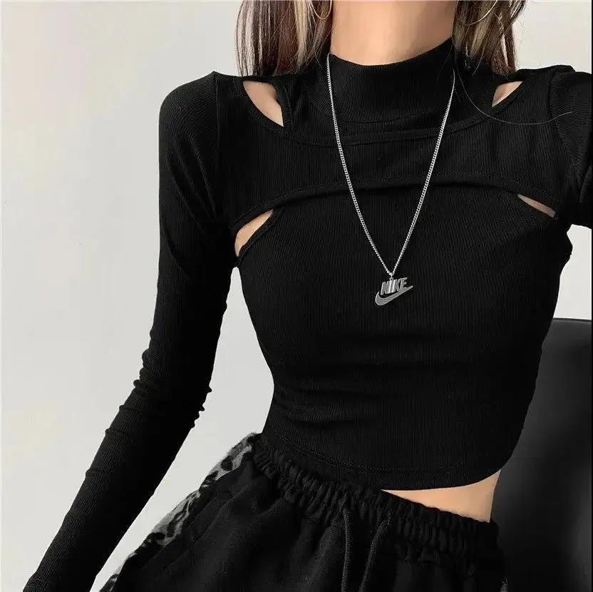 Crop Top-Pullover im Fake-Layered-Look