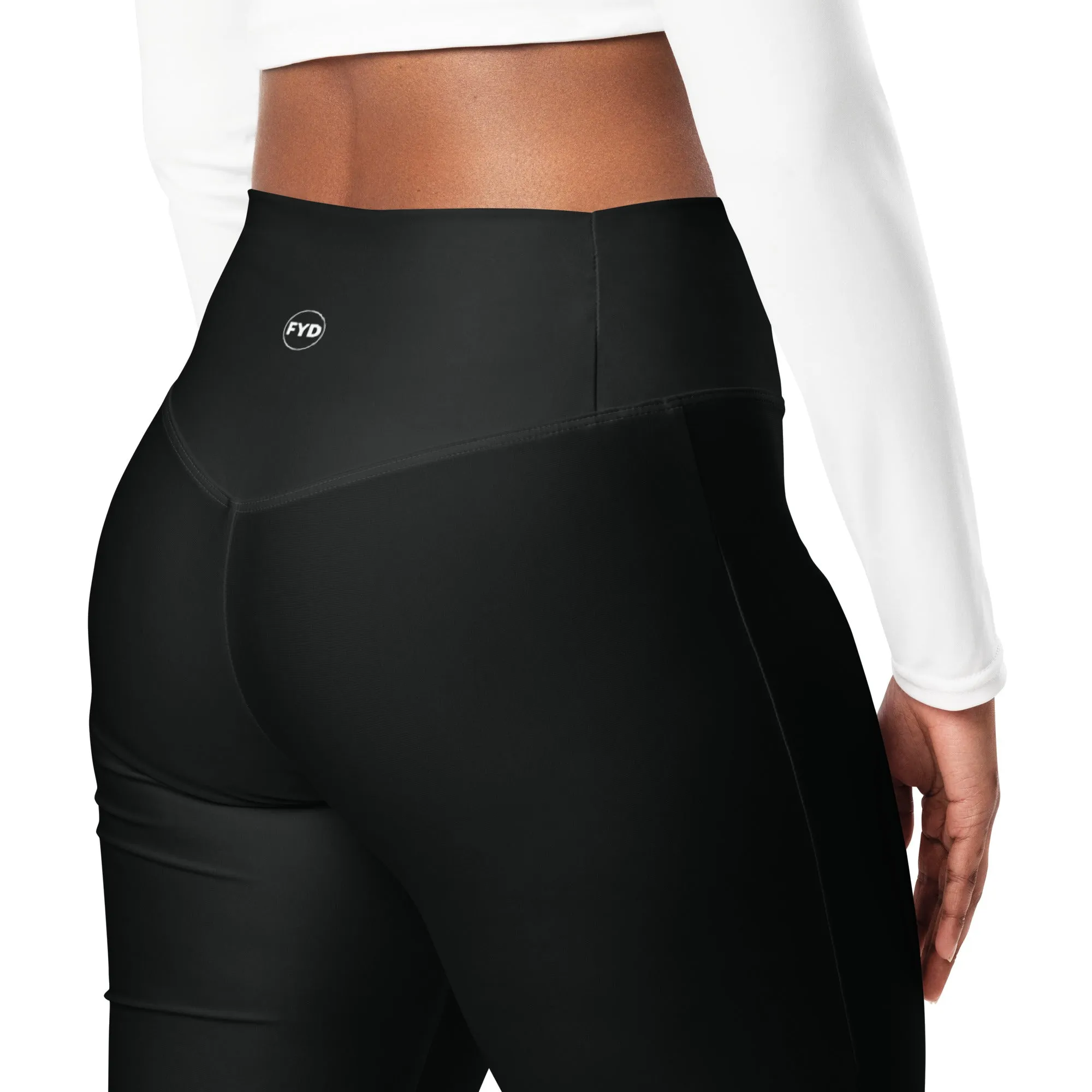 FYD Solid Black Size Inclusive Flare Leggings