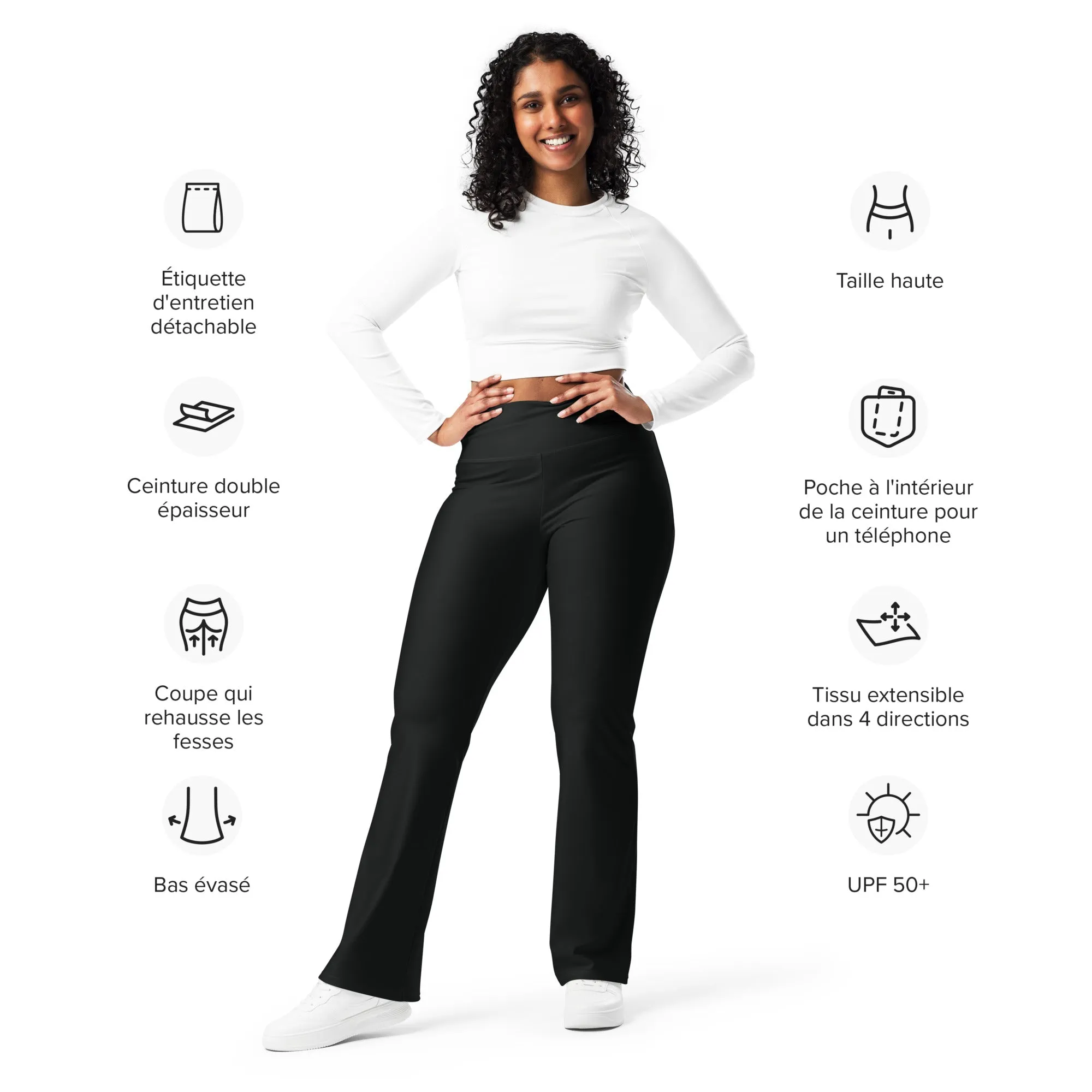 FYD Solid Black Size Inclusive Flare Leggings
