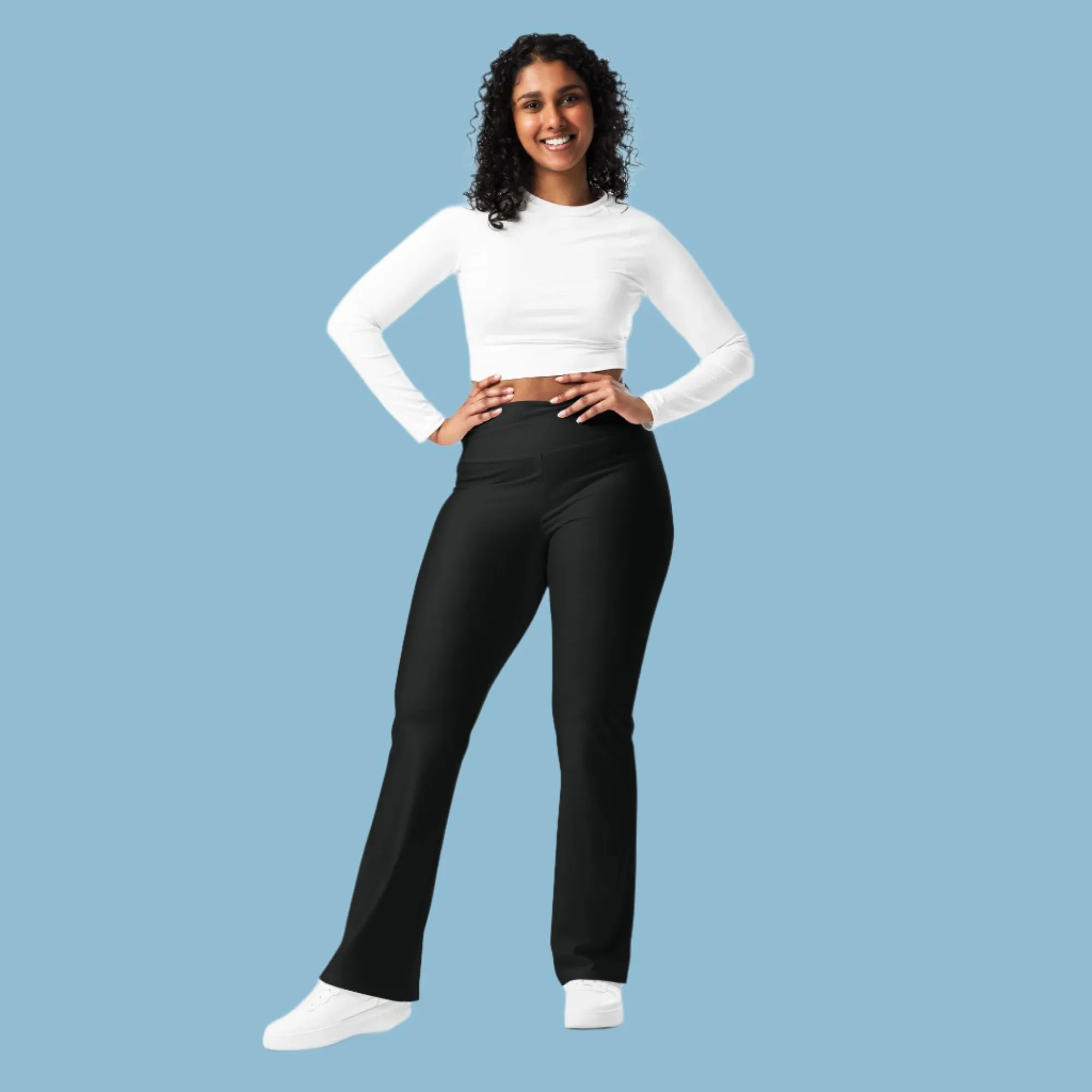 FYD Solid Black Size Inclusive Flare Leggings