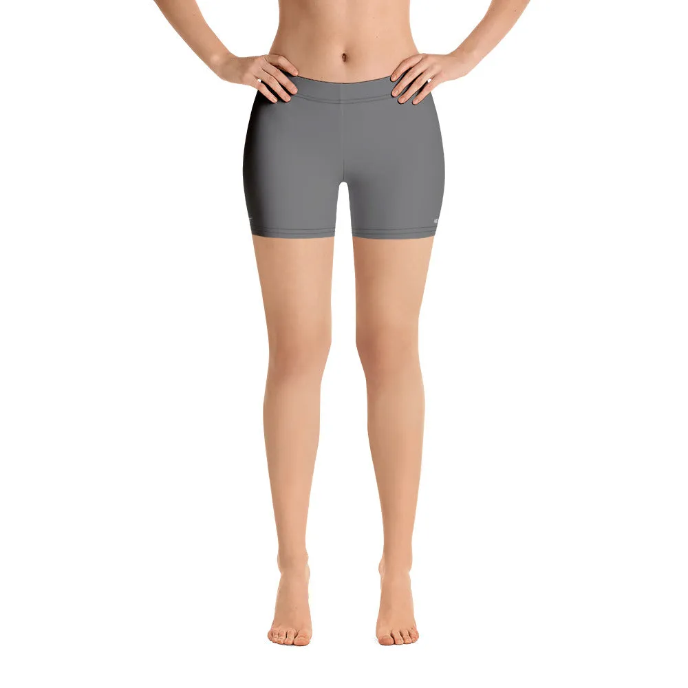 Grey Women's Designer Shorts, Gray Solid Color Gym Best Short Tights- Made in USA/EU/MX