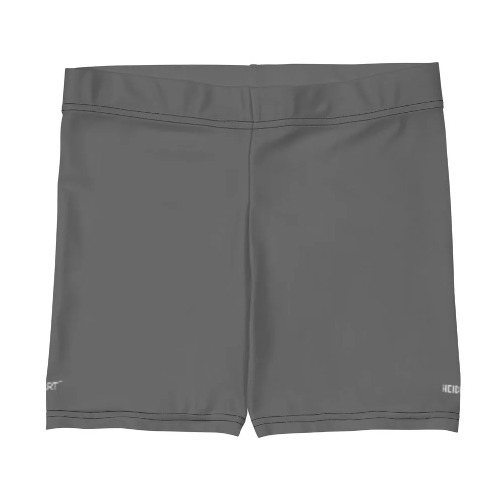 Grey Women's Designer Shorts, Gray Solid Color Gym Best Short Tights- Made in USA/EU/MX