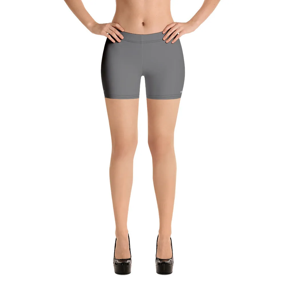 Grey Women's Designer Shorts, Gray Solid Color Gym Best Short Tights- Made in USA/EU/MX