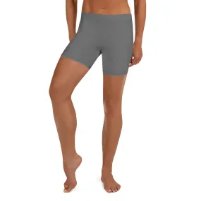 Grey Women's Designer Shorts, Gray Solid Color Gym Best Short Tights- Made in USA/EU/MX