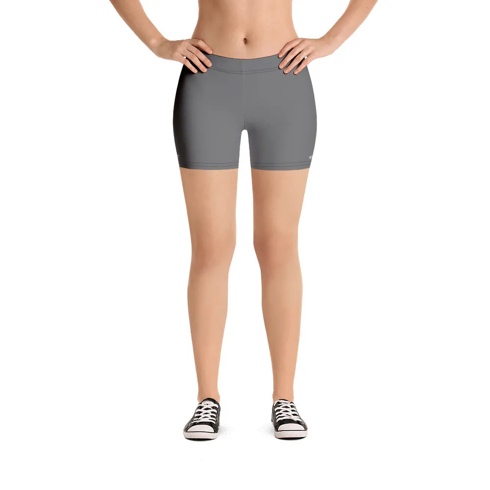 Grey Women's Designer Shorts, Gray Solid Color Gym Best Short Tights- Made in USA/EU/MX