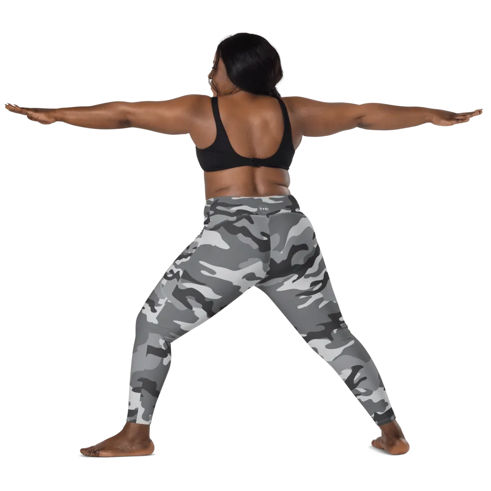 Light Gray Camo FYD Size Inclusive Leggings with pockets