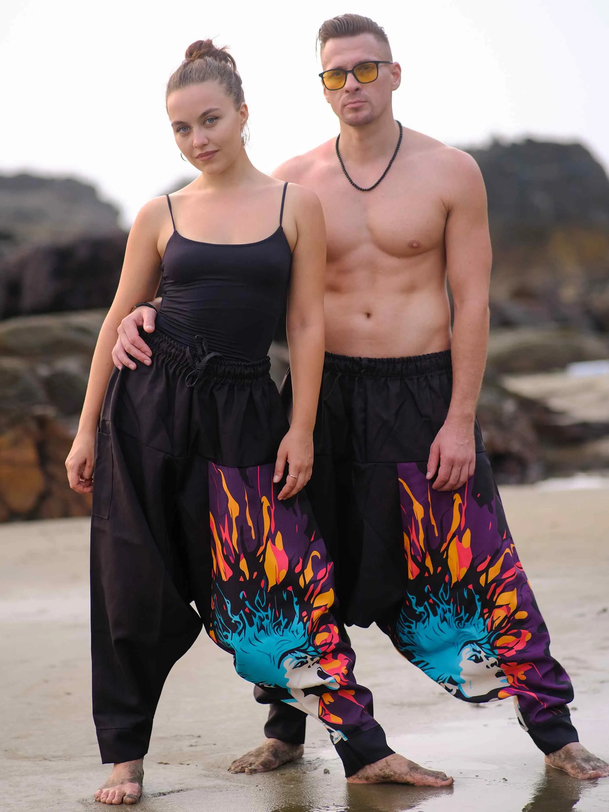 Men's Flame Fusion Afghani Bohemian Harem Pants For Travel Dance Yoga