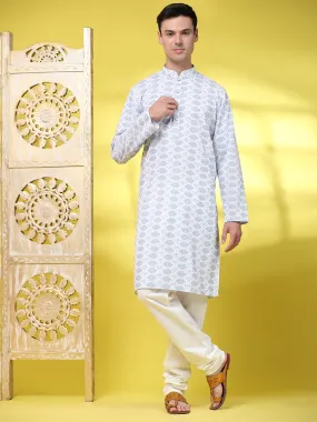 Men’s Sequined Embroidered Kurta Pajama Ethnic Motifs Tunic Set
