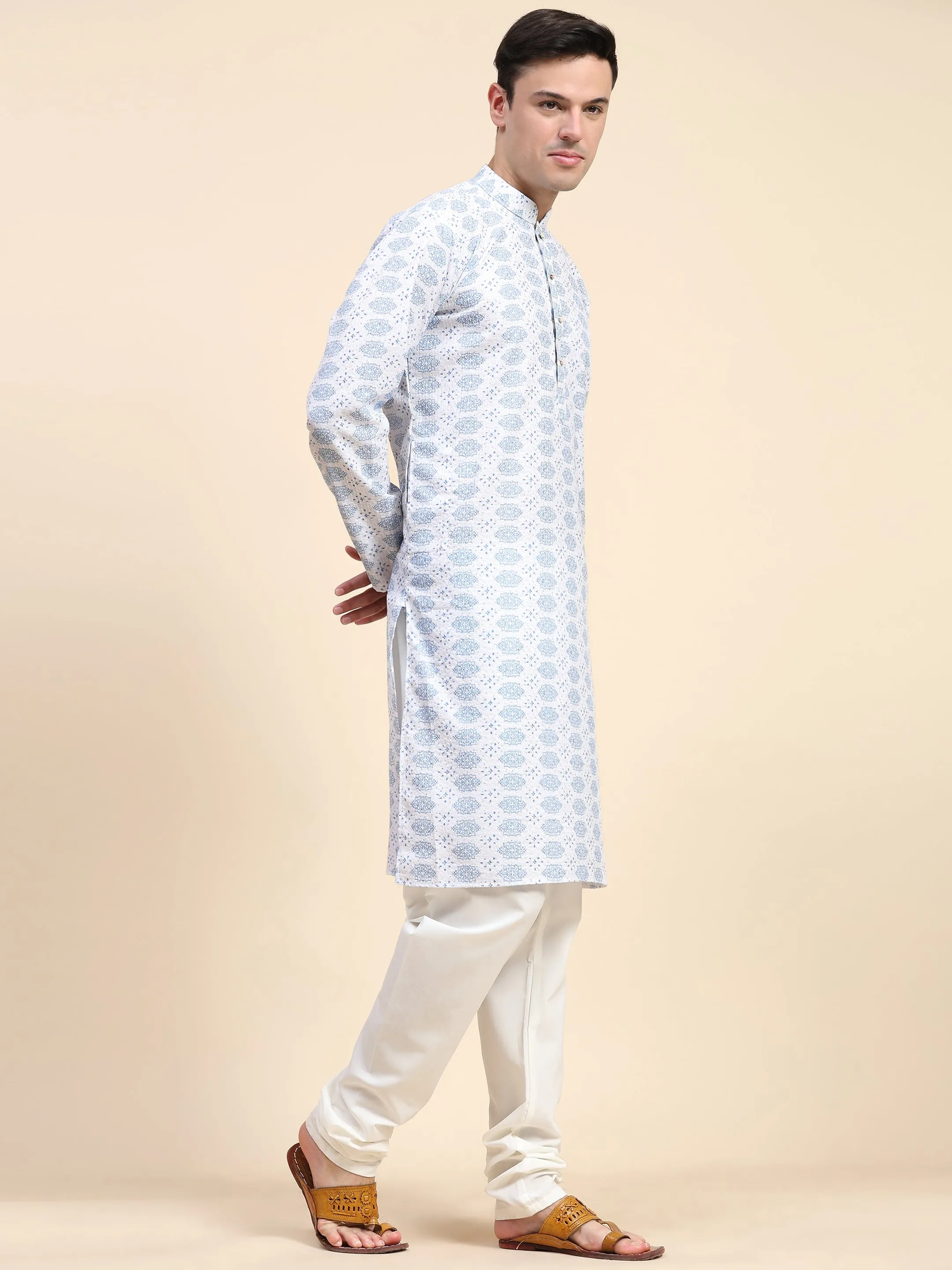 Men’s Sequined Embroidered Kurta Pajama Ethnic Motifs Tunic Set
