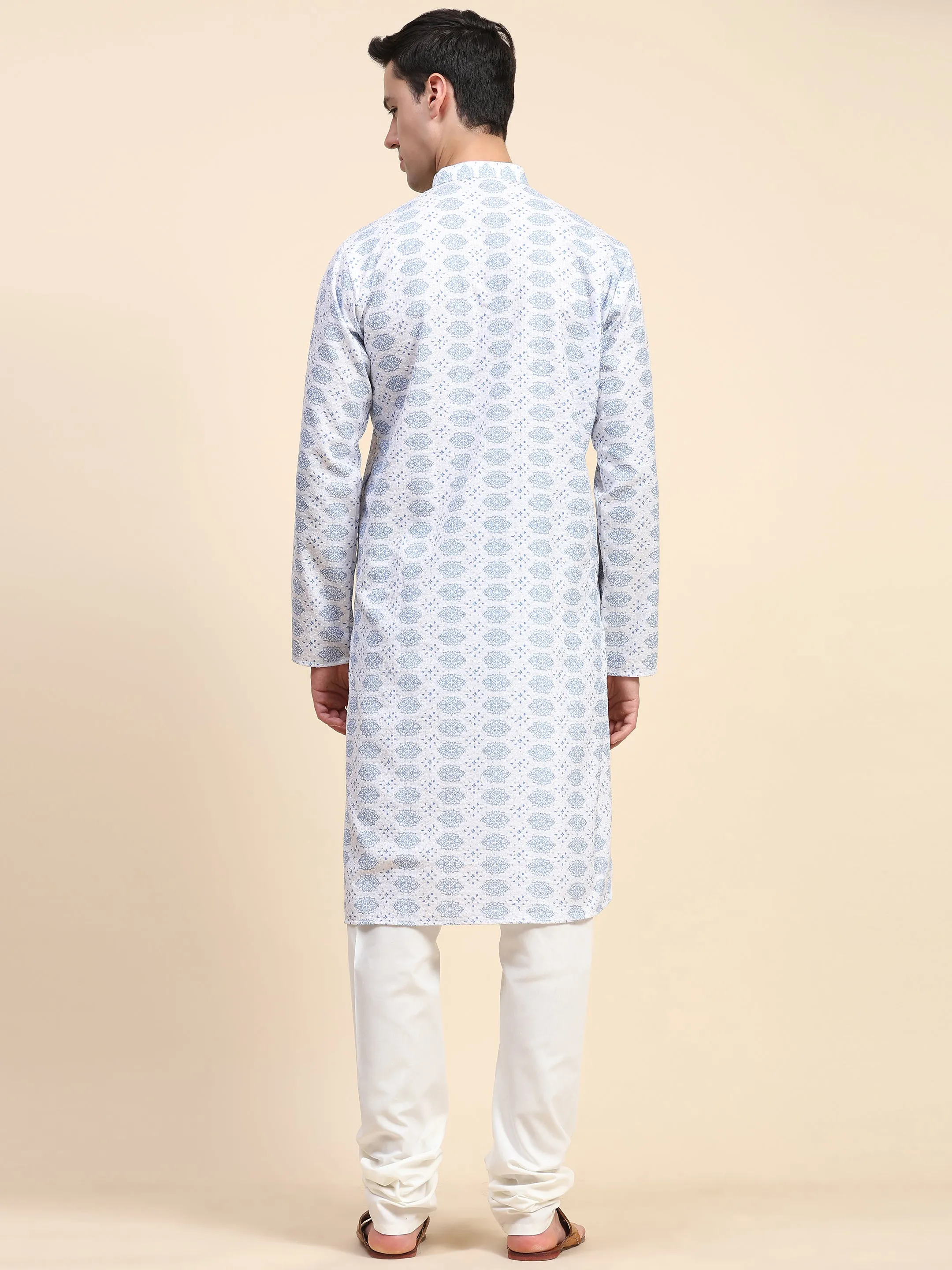 Men’s Sequined Embroidered Kurta Pajama Ethnic Motifs Tunic Set