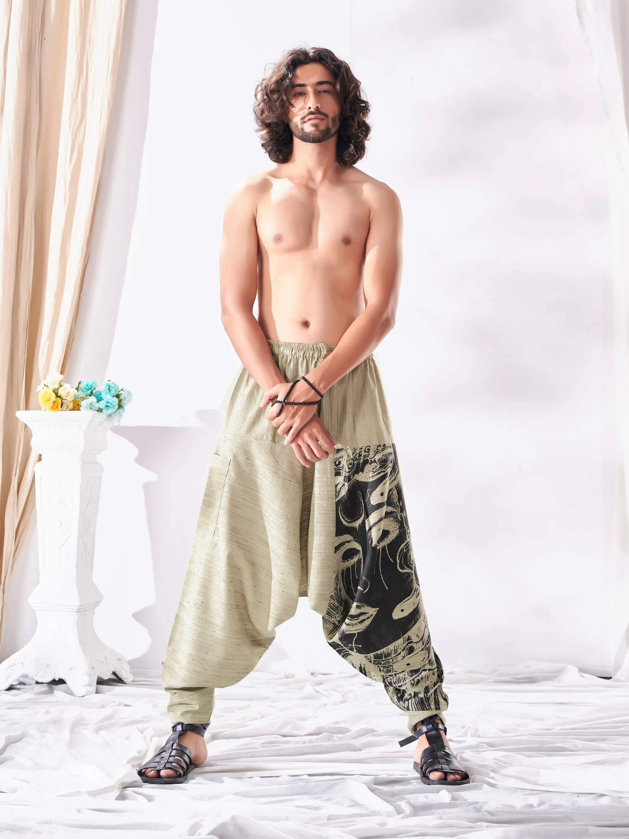 Men's Unique Khaki Hippie Boho Harem Pant For Yoga Dance Travel Track Pant