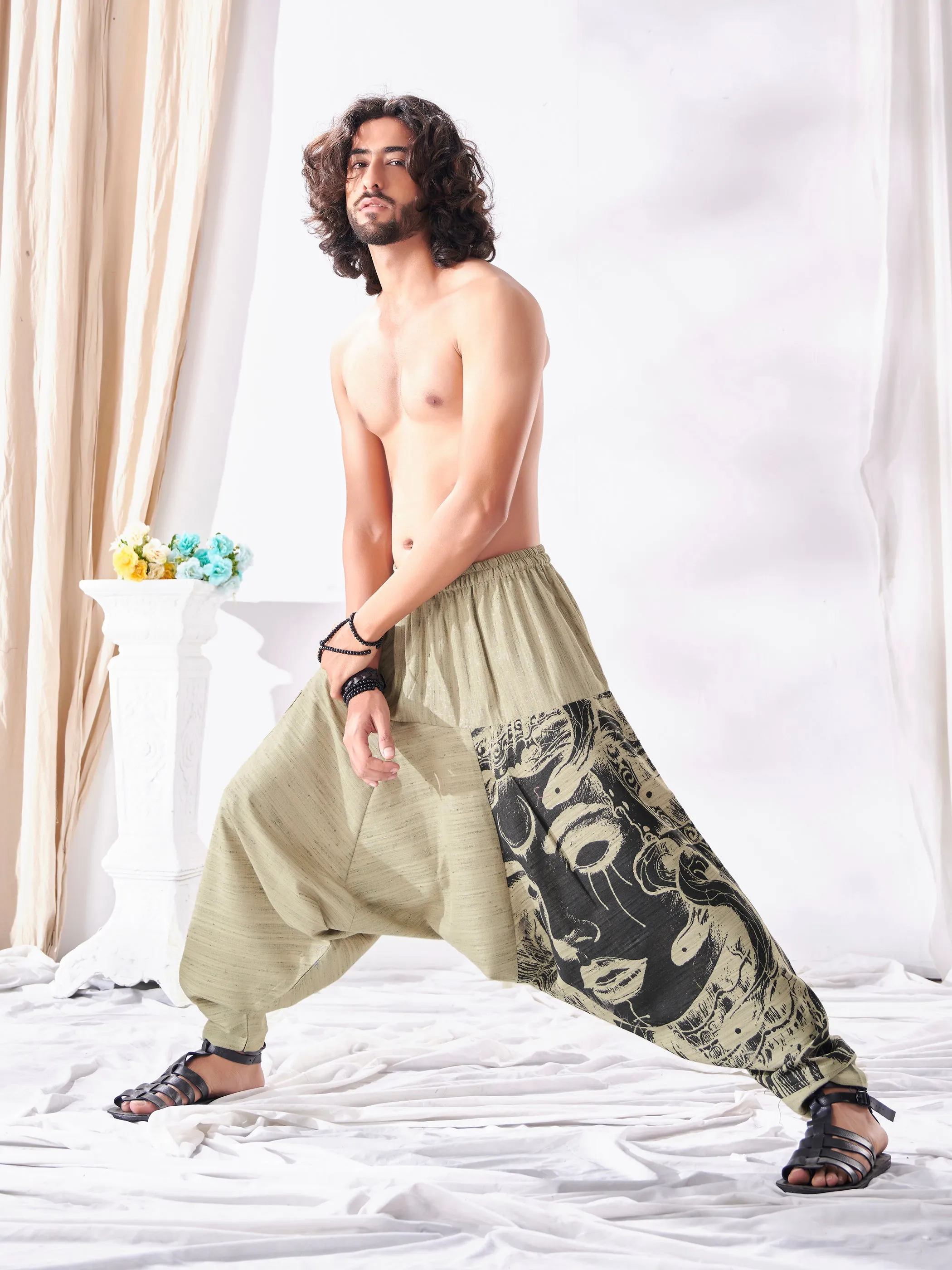 Men's Unique Khaki Hippie Boho Harem Pant For Yoga Dance Travel Track Pant