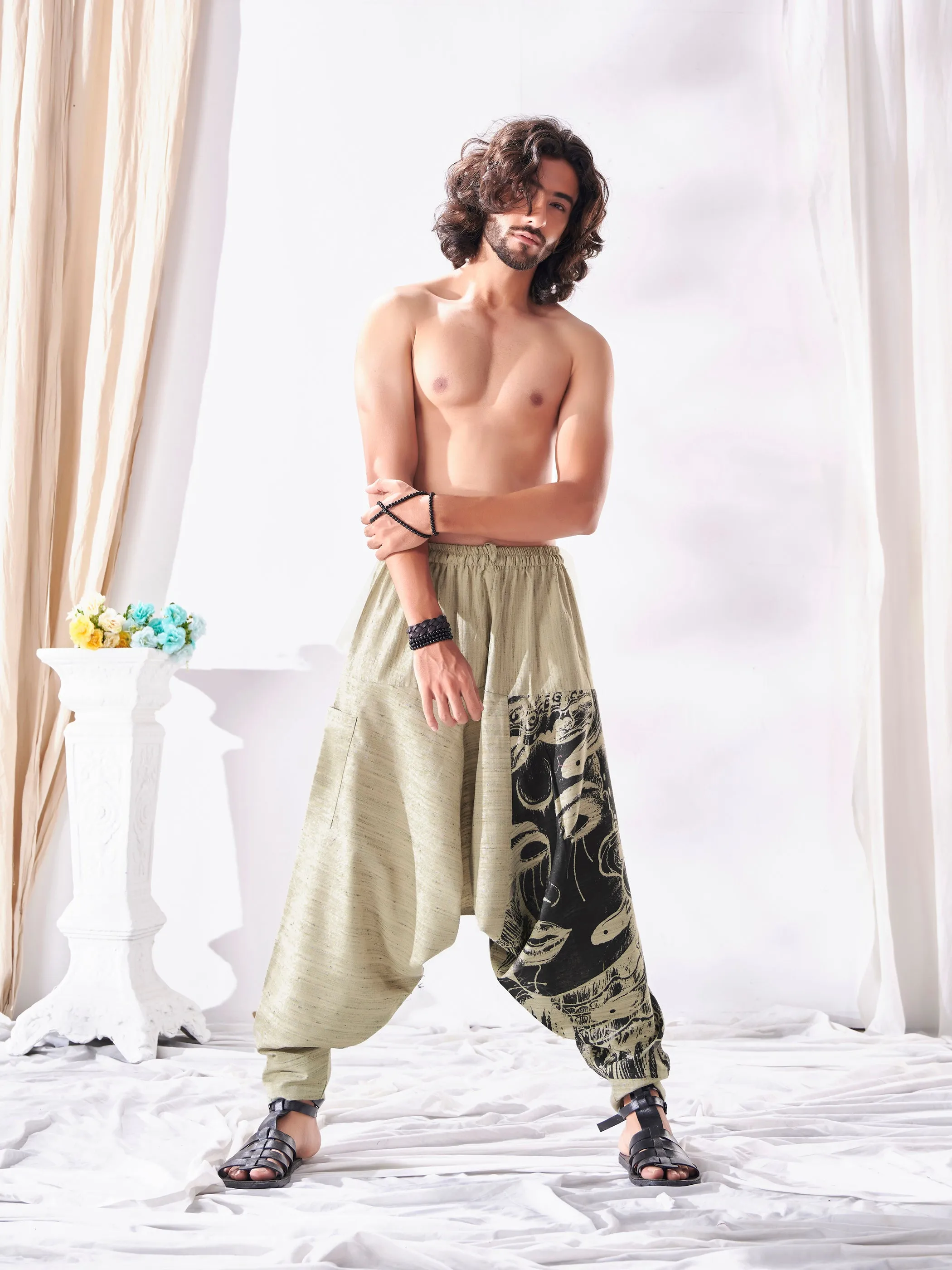 Men's Unique Khaki Hippie Boho Harem Pant For Yoga Dance Travel Track Pant