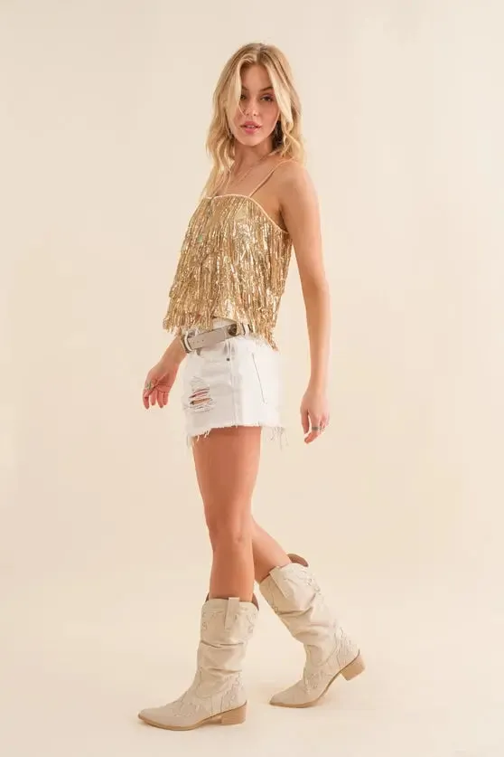 Party Perfect Sequin Tiered Cami