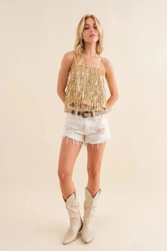 Party Perfect Sequin Tiered Cami