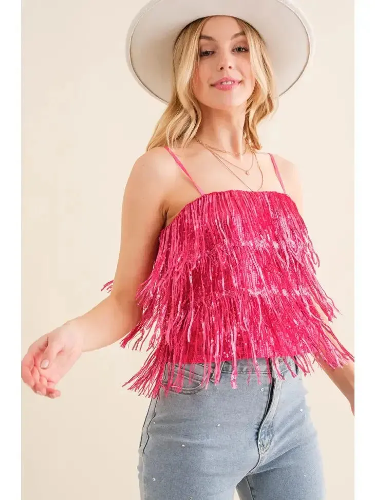 Party Perfect Sequin Tiered Cami