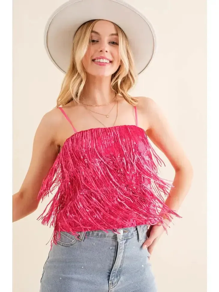 Party Perfect Sequin Tiered Cami