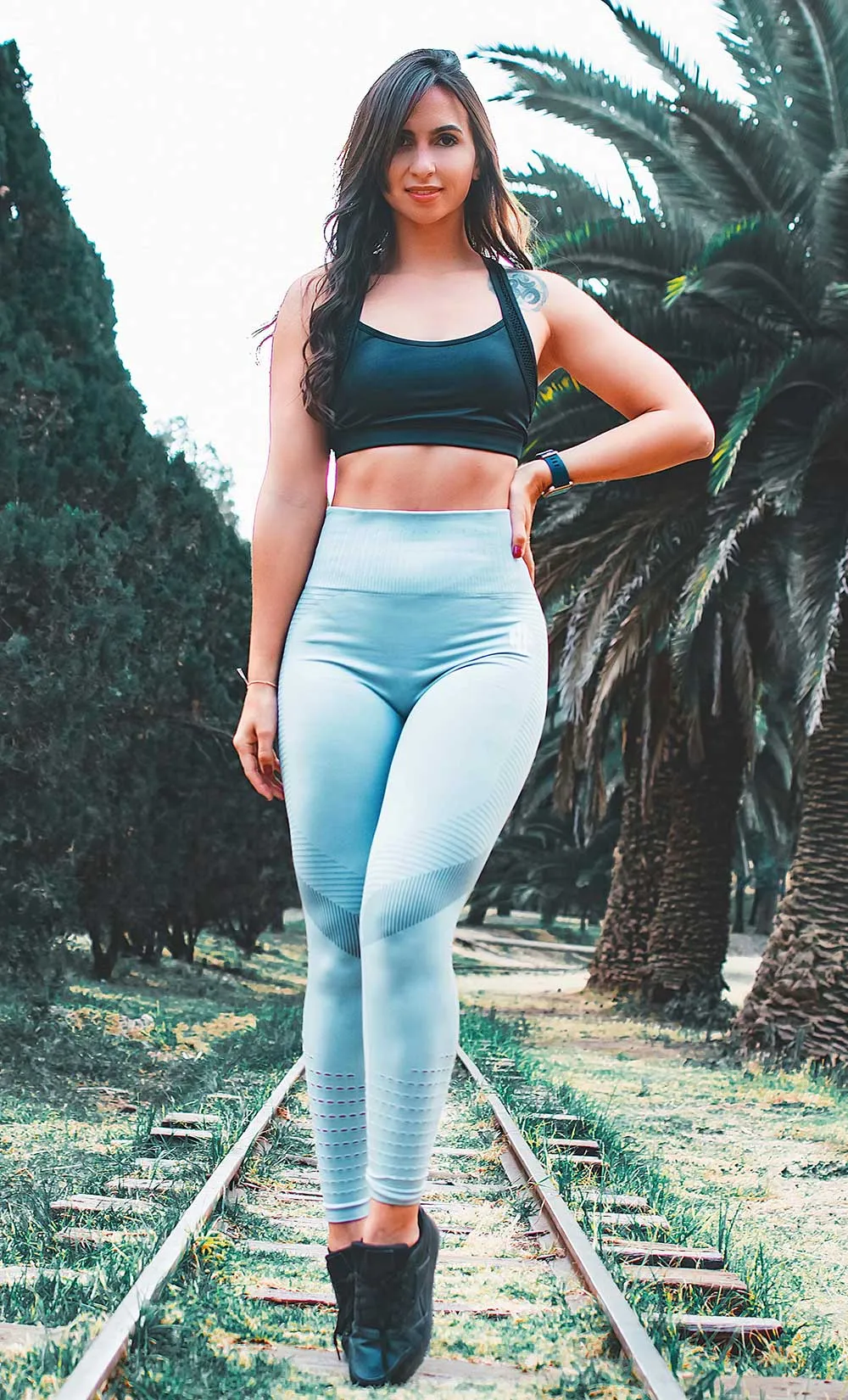Seamless Stripes Leggings Light Grey