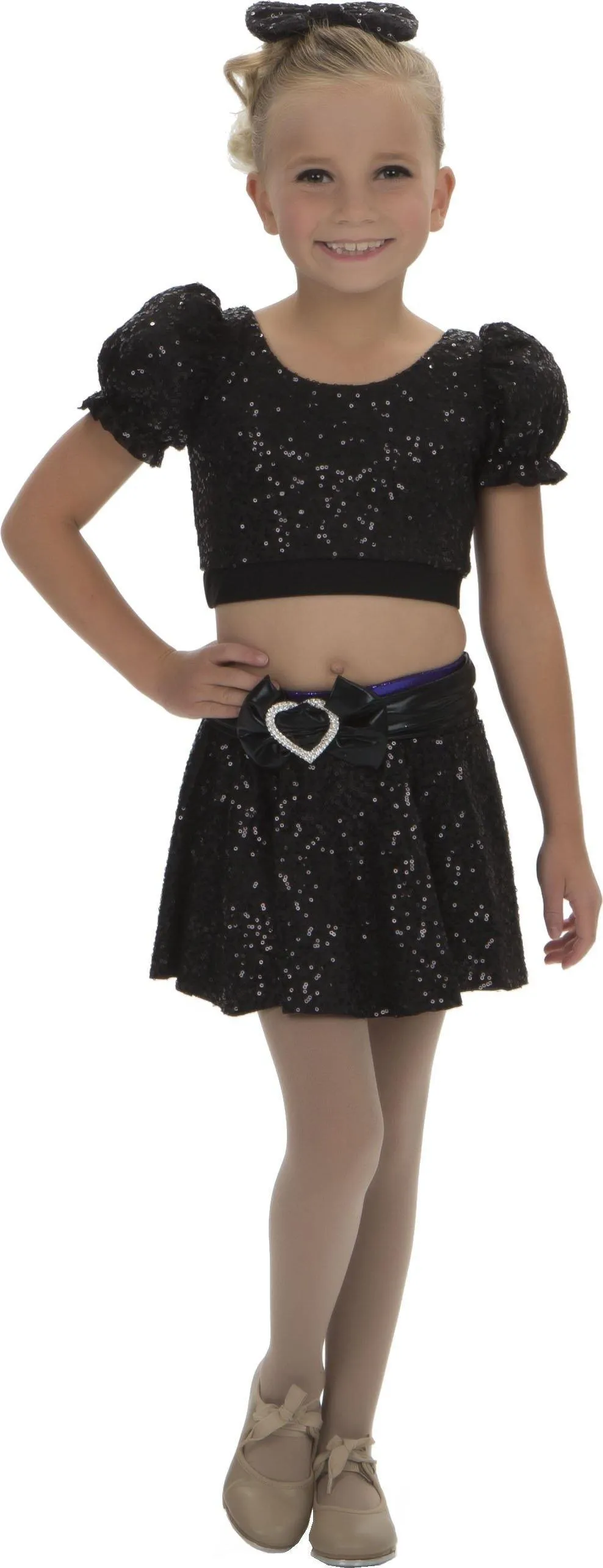 Sequin Puff Sleeve Crop