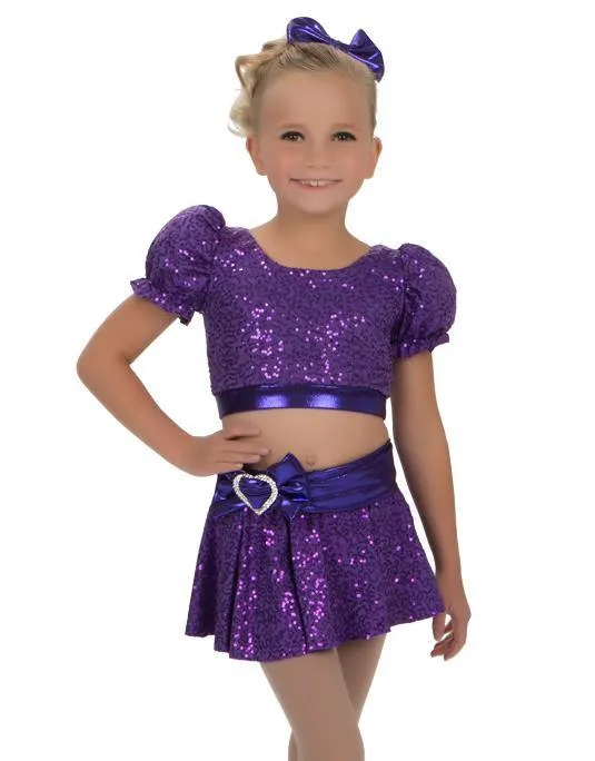 Sequin Puff Sleeve Crop