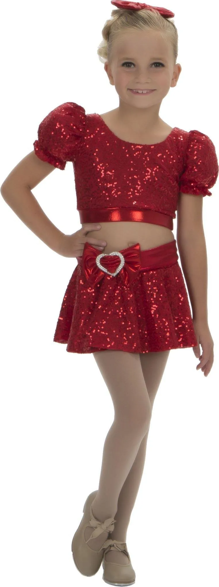 Sequin Puff Sleeve Crop