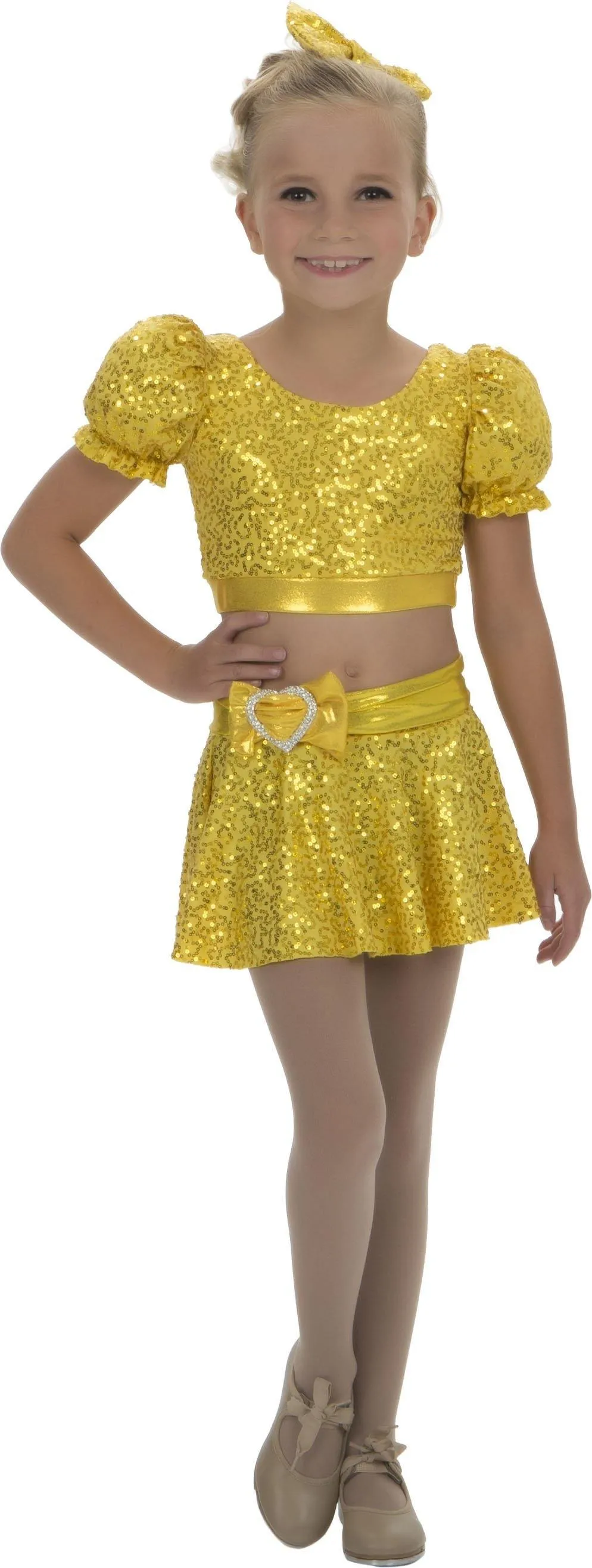 Sequin Puff Sleeve Crop